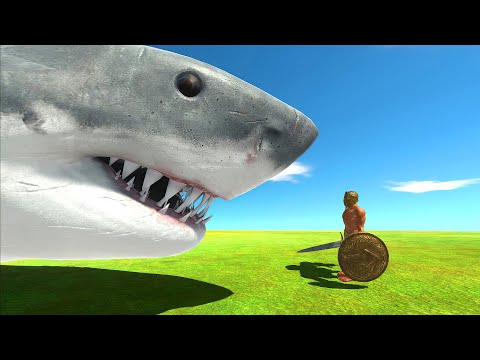 Aquatics Battle - Megalodon VS Achilles Of Evolution - Animal Revolt Battle Simulator