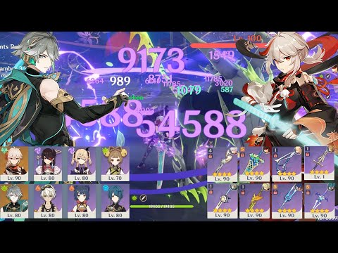 3.7 Abyss - F2P Kazuha Aggravate &  Alhaitham National Destroy Abyss 12-9 Stars -Genshin Impact