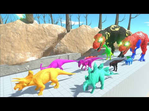 ESCAPE BATMAN and SPAIDER MAN T REX - Animal Revolt Battle Simulator