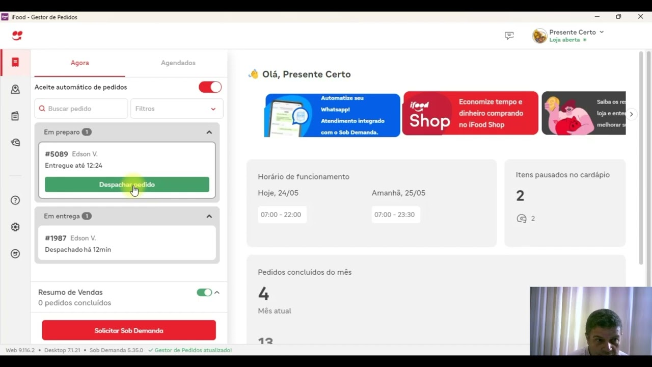 como aceitar pedidos no ifood / GESTOR DE PEDIDOS IFOOD