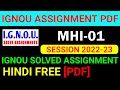 MHI 01 Solved Assignment 2022 23 In Hindi MHI 1 Solved Assignment 2023 MHI 1 Assignment