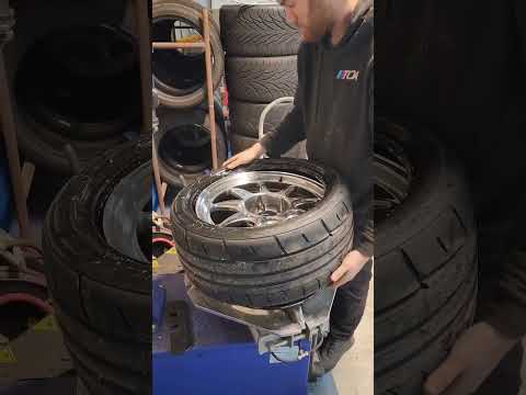 Mounting some fresh GT Radials on our Konig wheels! #konigwheels #gtradial #bmw #formuladrift #konig