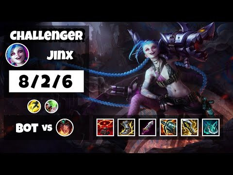 Jinx Bot Lane 11.6 Challenger Gameplay Replay S11 (8/2/6) - EU