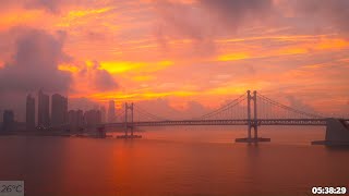 천상의 아침, 태풍 뒤 광안대교 일출  [4K] 2023-08-12