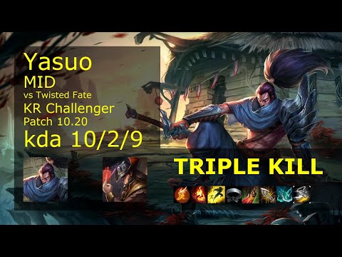 Yasuo Mid vs Twisted Fate - KR Challenger 10/2/9 Patch 10.20 Gameplay // [롤] 야스오 vs 트위스티드 페이트 미드