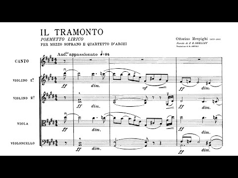 Respighi - 'Il Tramonto' for Soprano and String Quartet (Score)
