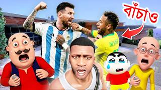 GTA 5 Bangla - Franklin And Shin-chan Playing Slap Challenge With Messi & Neymar - GTA V