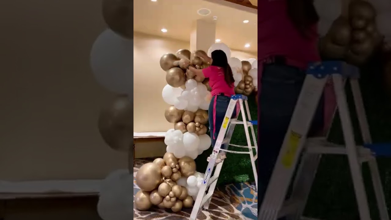 🤍✨Wedding Balloon Decoration 🕊✨🤍 Balloon Garland GOLD and WHITE Las Vegas Balloons