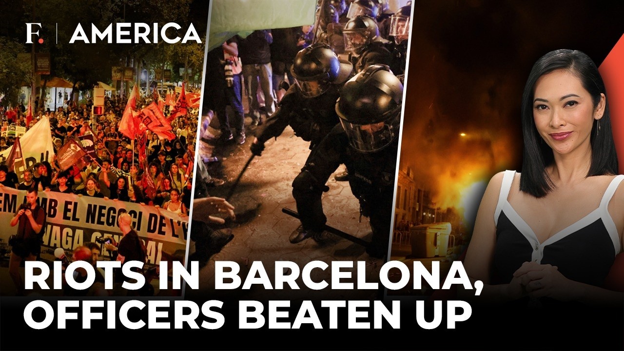 ON CAM: Barricades, Burning Bins, Barcelona Housing Protest Erupts into Clashes | Firstpost America