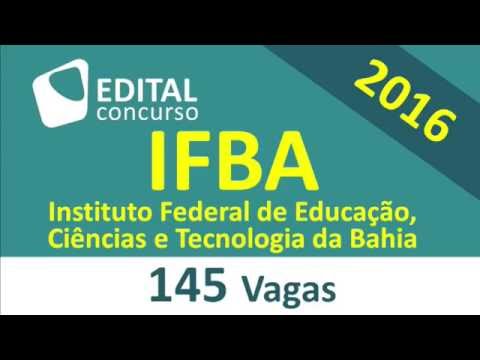 Edital Concurso IFBA 2016 Instituto Federal Bahia