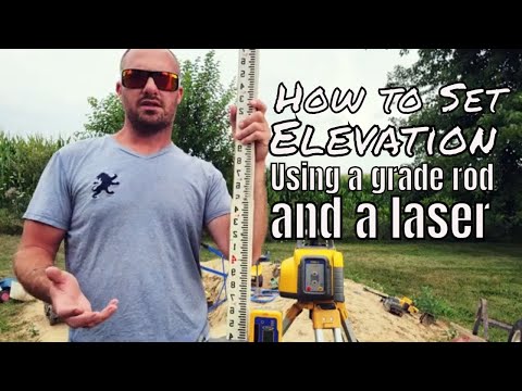 HOW TO SET ELEVATION BASED OFF OF A HUB || How to take elevation using a grade rod and a laser