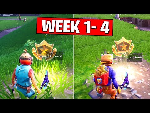 ALL SECRET BATTLE STARS Season 10 - Fortnite Week 1 to Week 4 Locations (SEASON X) | TamashaBera