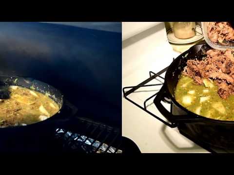 Pulled Pork Green Chili on the Green Mountain Grill