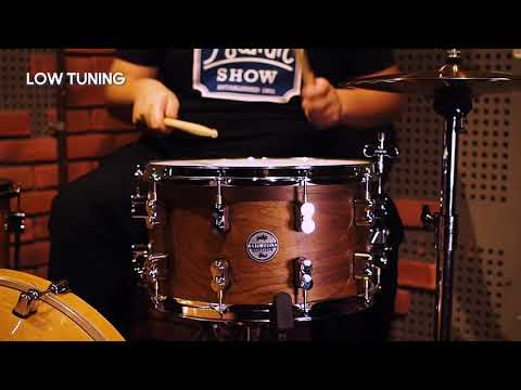 PDP by DW Limited-Edition Dark Stain Maple and Walnut Snare With Walnut Hoops and Chrome Hardware 14 x 7.5 in. image 5