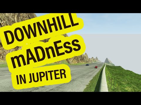 Downhill Madness - Moon Vs Earth Vs Jupiter Gravity - BeamNG Crashes