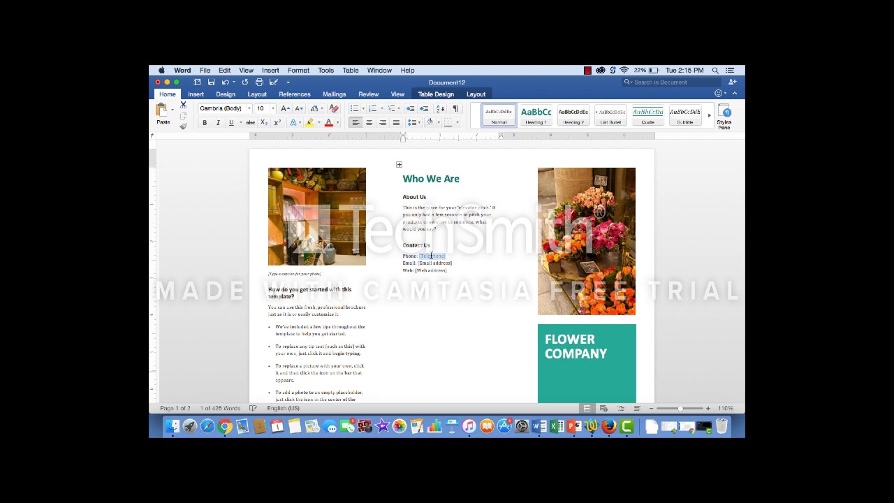 How do you change the background of a Word flyer template?