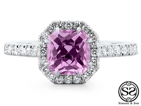 Pink Sapphire Halo Engagement Ring