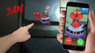 CALLING MR. KRABS ON FACETIME AT 3 AM!! (WE SAW HIM)