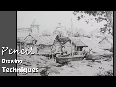 Mountains and Pine Tress Watercolor Pencil Landscape Drawing | steps to follow