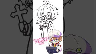 神父さん風スノノンを描いてみた✝️ #shorts #雨衣 #vtuber #個人vtuber #バズれ #イラスト #描いてみた #創作 #illustration #アクマバライ