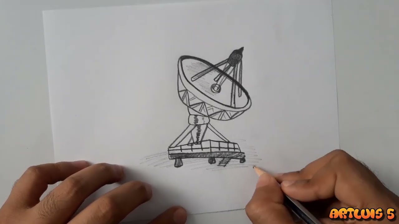 Cómo dibujar una antena parabólica de señal | How to draw a signal satellite dish