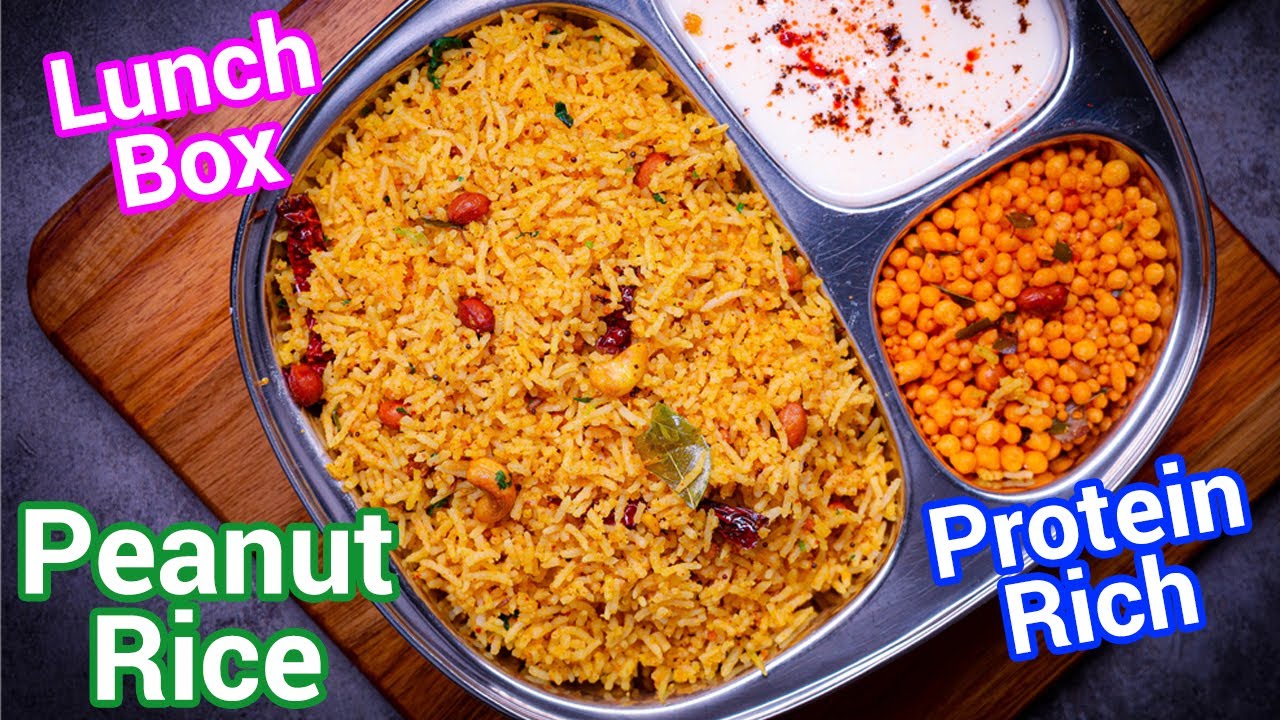 High Protein Peanut Rice | Groundnut Masala Rice | Quick Lunch Box - Verusenaga Annam - Palli Annam