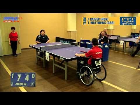 Para Table tennis Open 2013 Eger - J. Kaiser vs. T. Matthews GBR wheelchair team match