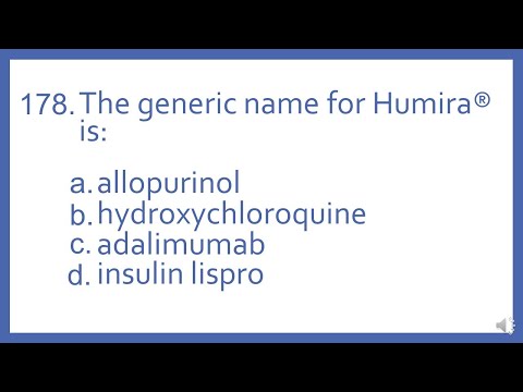 Top 200 Drugs Practice Test Question - The generic name for Humira is (PTCB PTCE NAPLEX Test Prep)