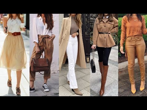 OUTFITS ELEGANTES Y FINOS COMBINANDO TONOS OCRES BEIGE CAFE Y MARRON/ LOOKS SENCILLOS Y ELEGANTES