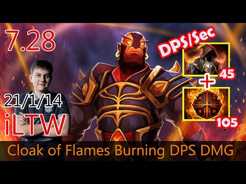 iLTW [Ember Spirit] Cloak of Flames Burning Combo DPS/Sec | Dota2 - 7.28