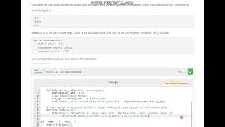 Python 8.9 LAB: Car value (classes)