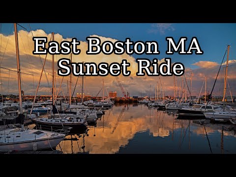 [4K] Beautiful Sunset Ride around East Boston MA LoPresti Park to Maverick Square to Piers Park