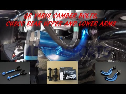 GR YARIS (GRヤリス）FRONT CAMBER BOLTS, CUSCO REAR UPPER AND LOWER ARMS.