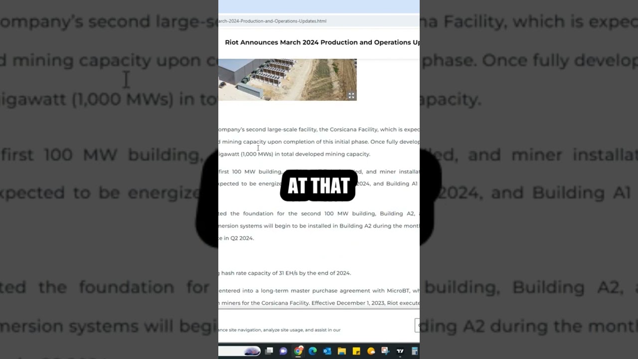 Riot Announces March 2024 Production operations