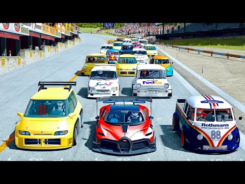 Bugatti Divo GTR vs Supervans Monsters at Old Monza