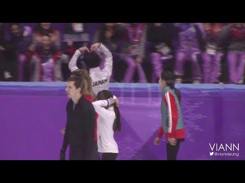 2018.02.24 Yuzuru Hanyu's sweet moments with flower girls on Olympics Gala Practice