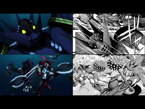 GETTERSAURUS ARRIVES (GETTER ARC MANGA ANIME COMPARISON) l ゲッターザウルス到着 (ゲッターロボ アーク 漫画アニメ比較)