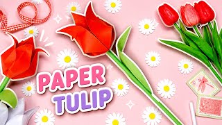 How to make paper Tulip|Easy origami Tulip|DIY Tulip Flower|pape4 tulips|cute gift idea