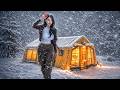 CAMPING IM DICHTEN SCHNEE MIT EINEM AUFBLASBAREN 2 ZIMMER ZELT