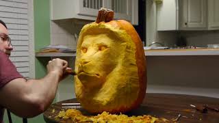 3D Pumpkin Carving - "Lion" - (Time Lapse)