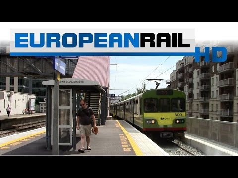 Iarnród Éireann Irish Rail DART 8100 EMU 8109+ 8113 + 8106 arrives at Grand Canal Dock