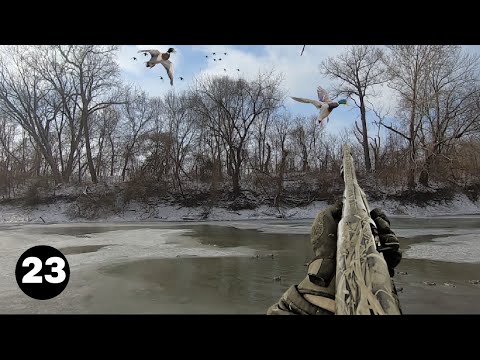 Mallard Duck Hunt Over an ICE HOLE! Coldest Icy Hunt of My Life! Man VS ICE!