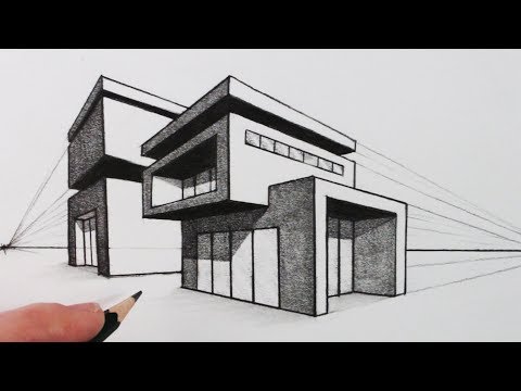 , title : 'How to Draw a House in Two Point Perspective: Modern House