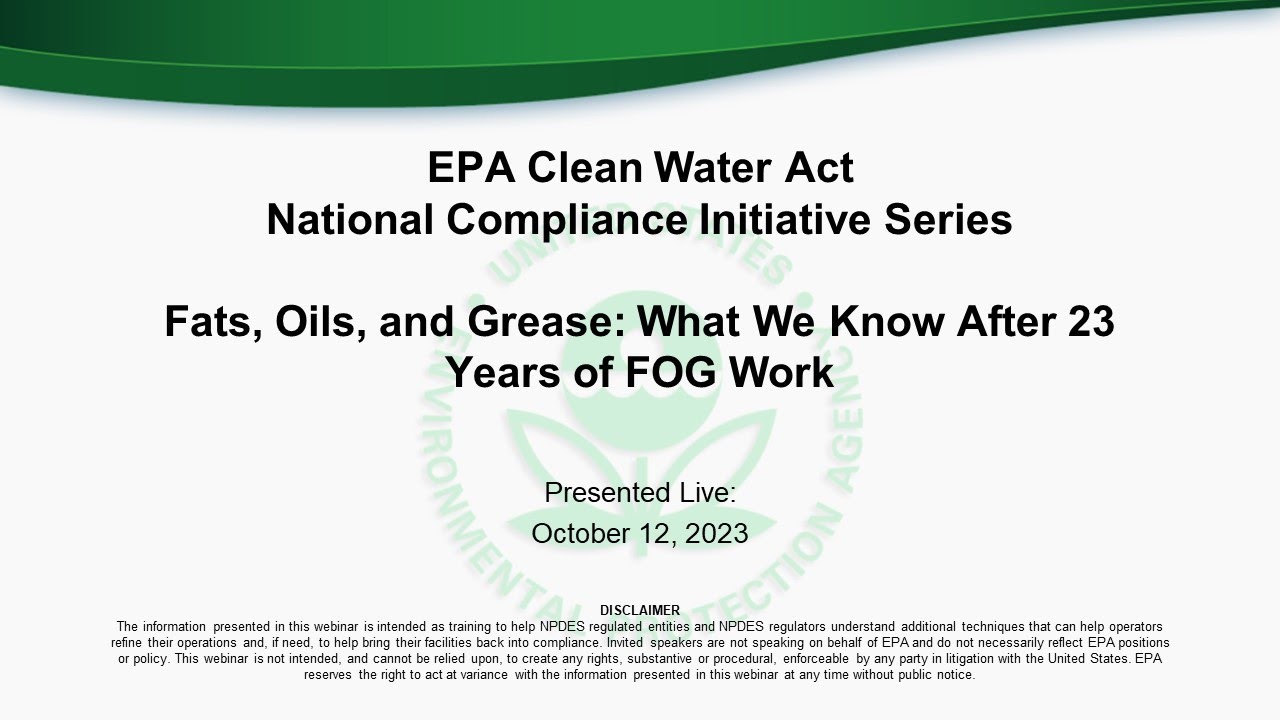 Fats, Oils, and Grease: What We Know After 23 Years of FOG Work