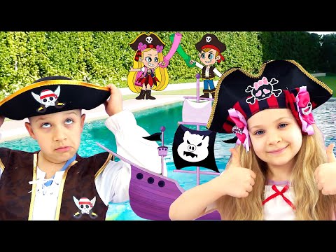 Diana and Roma DIY Boat Race! Rescued from Pirates by New Friend!