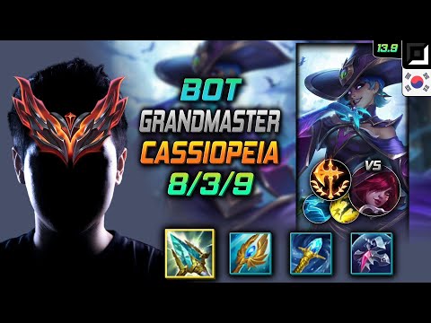 GrandMaster Bot Cassiopeia Build Rod of Ages Conqueror - Cassiopeia Bot vs Xayah - LOL KR 13.9