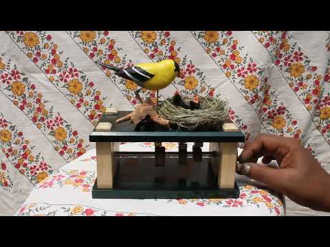 Bird feeding chicks automaton, wooden automaton, kinetic sculpture