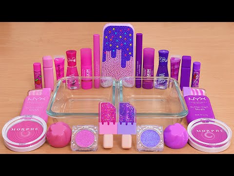 Pink vs Purple - Mixing Makeup Eyeshadow Into Slime ASMR