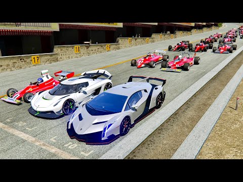 Koenigsegg Jesko vs Lamborghini Veneno vs Ferrari F1 Cars - Highlands
