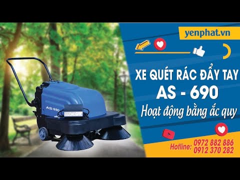 Video giới thiệu xe quét rác đường đẩy tay ắc quy AS-690